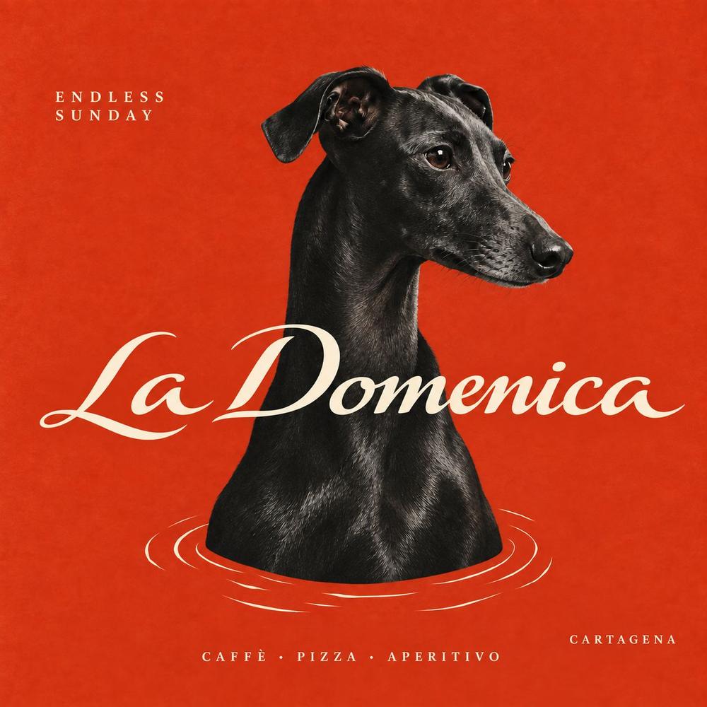 Galgo negro sobre fondo rojo, La Domenica