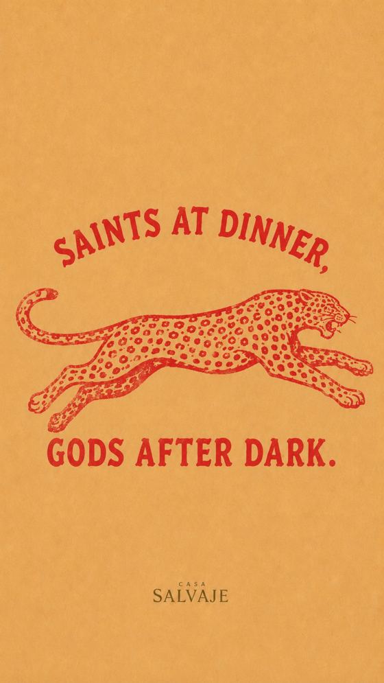 Jaguar rojo sobre amarillo: Saints at dinner