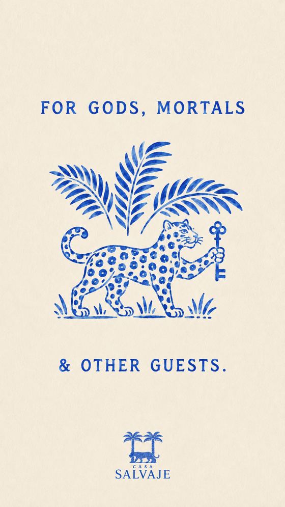 Ilustración azul: jaguar con una llave
