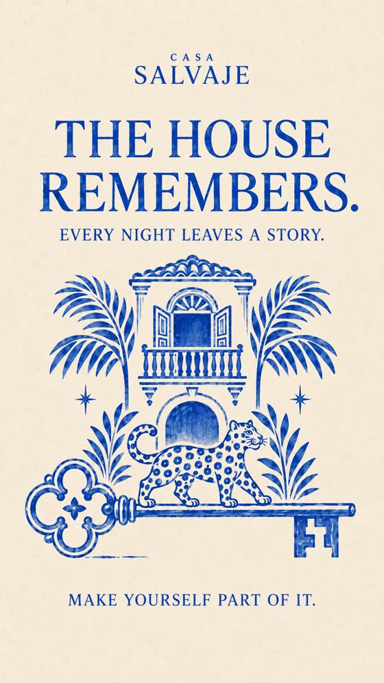 Ilustración azul: The house remembers