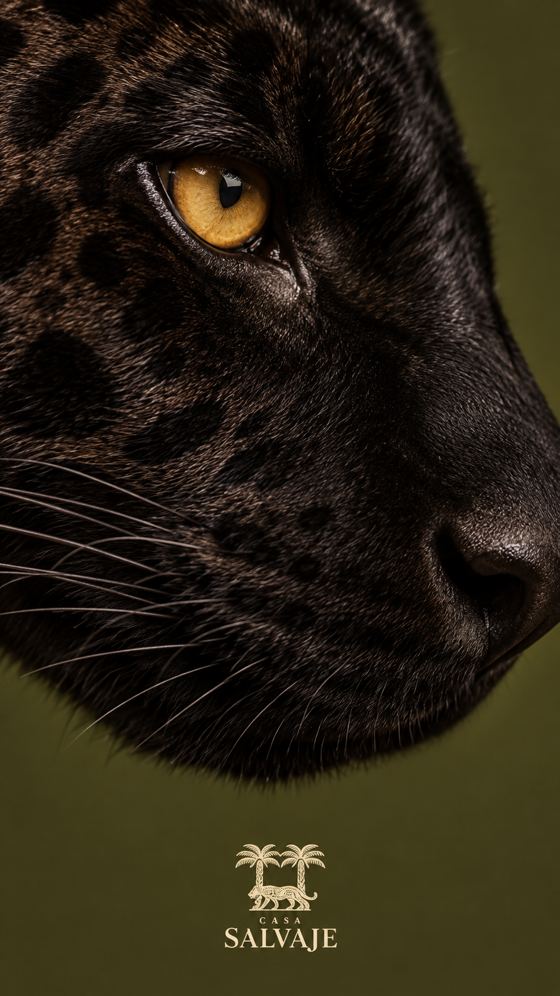 Ojo de pantera negra sobre verde
