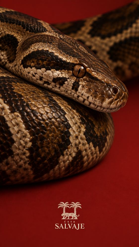 Serpiente enroscada sobre rojo