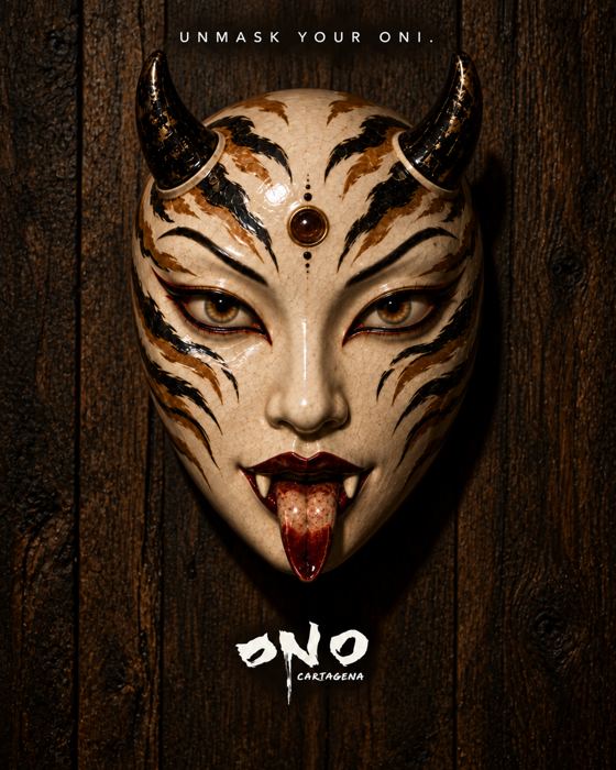 Máscara oni con rayas de tigre