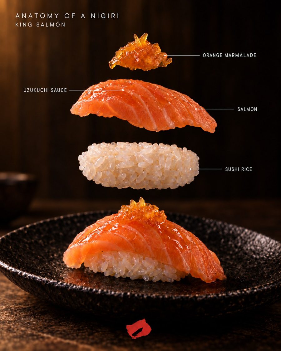 Anatomía: Nigiri de salmón, capa por capa