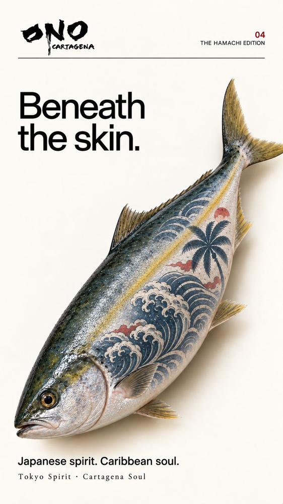 Hamachi tatuado con olas y palma: the hamachi edition