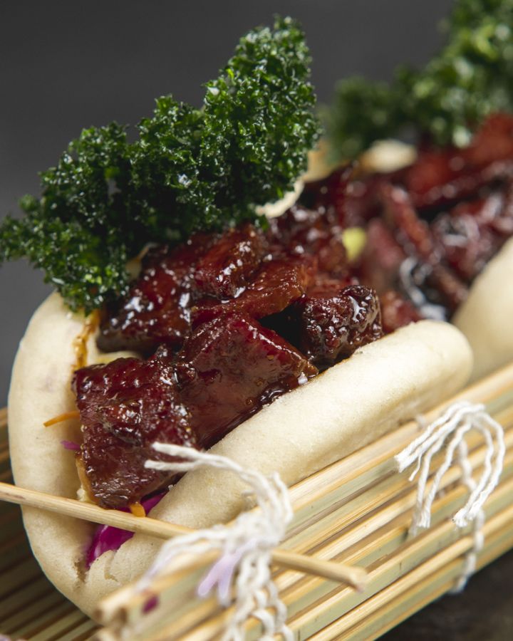 Bun de short rib glaseado